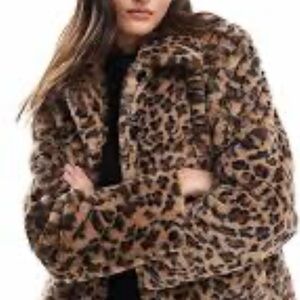 bebe Animal Print Teddy Jacket